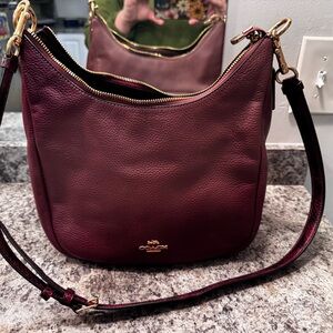 Coach Deep Burgundy Shoulder Bag with Snake Skin Adjustable Strap